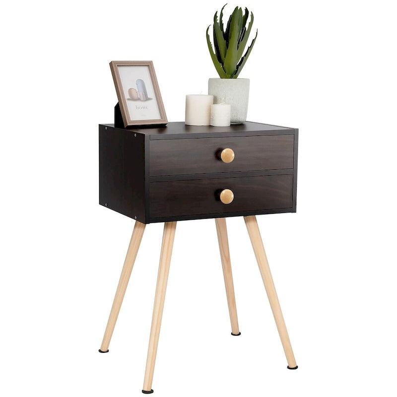 Nachttisch mit 2 Schubladen im Mid-Century Modern Stil, 2er-Set
