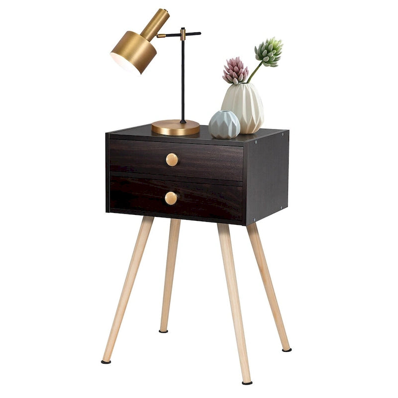 Nachttisch mit 2 Schubladen im Mid-Century Modern Stil, 2er-Set