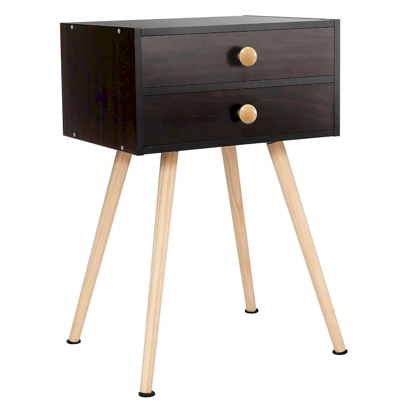 Nachttisch mit 2 Schubladen im Mid-Century Modern Stil, 2er-Set