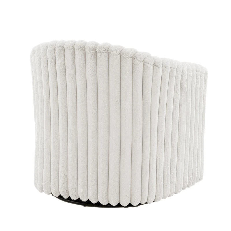 Akzentstuhl aus Kunstkaninchenfell, 360-Grad-drehbare Fasssessel, 2er-Set