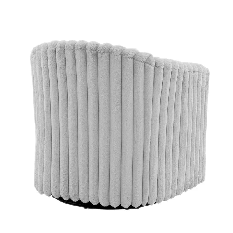 Akzentstuhl aus Kunstkaninchenfell, 360-Grad-drehbare Fasssessel, 2er-Set