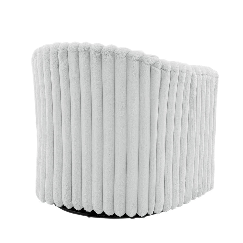 Akzentstuhl aus Kunstkaninchenfell, 360-Grad-drehbare Fasssessel, 2er-Set