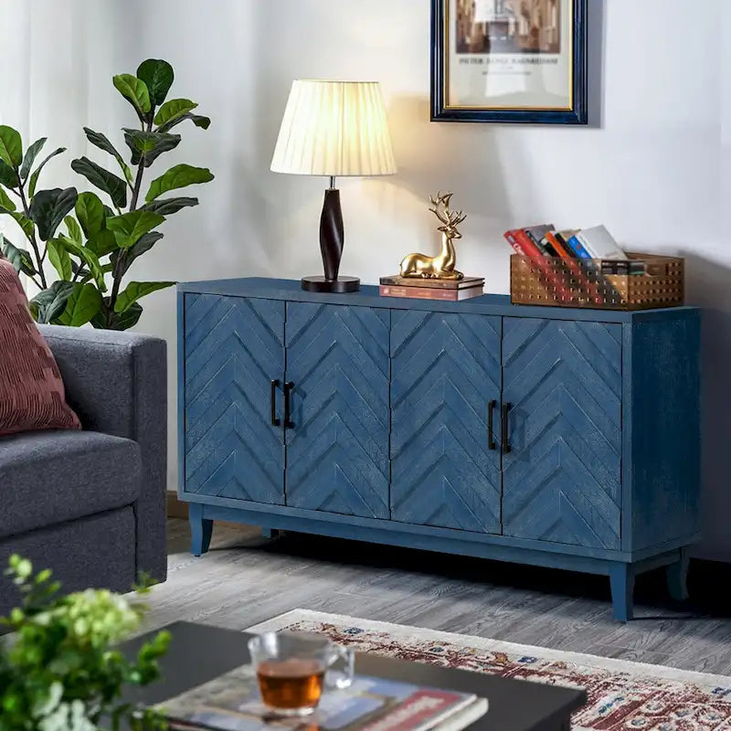 Akzent-Sideboard mit vier Türen, Stauraumschrank, Buffet für Esszimmer, Eingangsbereich und Flur