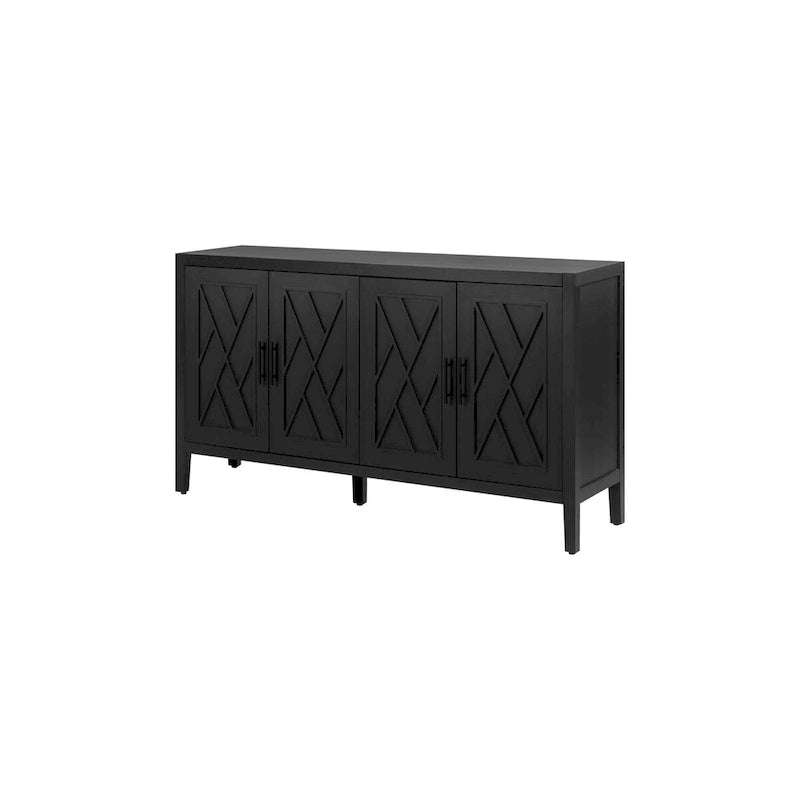 Akzent-Sideboard mit vier Türen, Stauraumschrank, Buffet für Esszimmer, Eingangsbereich und Flur