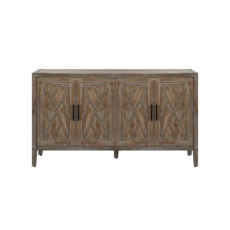 Akzent-Sideboard mit vier Türen, Stauraumschrank, Buffet für Esszimmer, Eingangsbereich und Flur