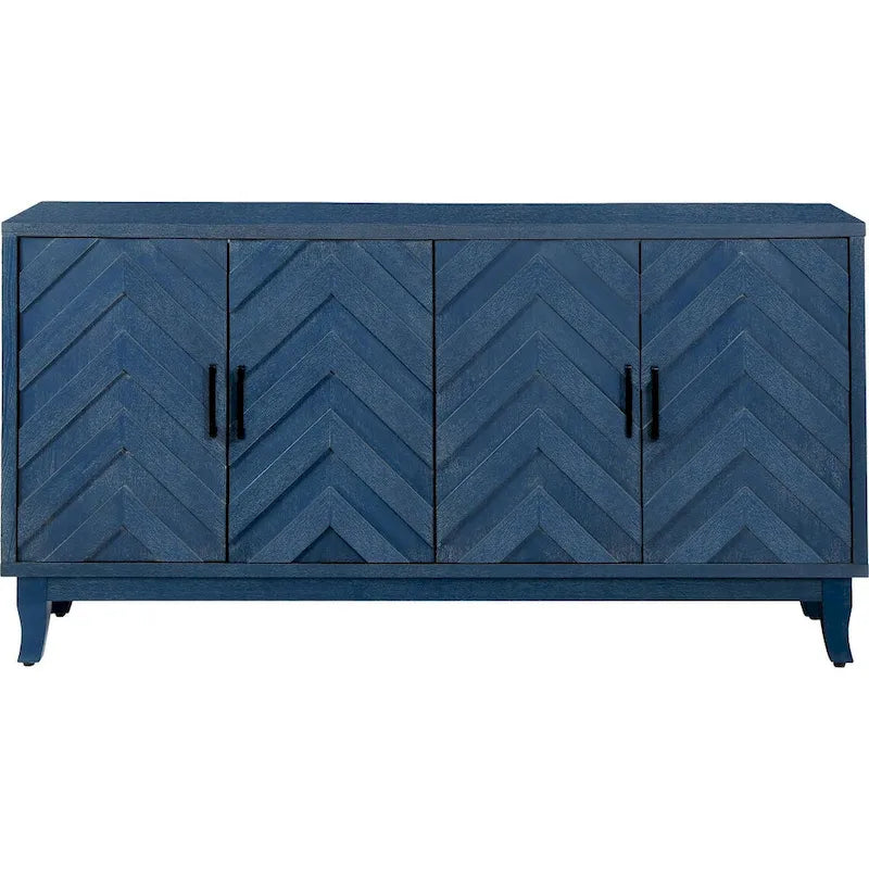 Akzent-Sideboard mit vier Türen, Stauraumschrank, Buffet für Esszimmer, Eingangsbereich und Flur
