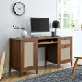 63 Zoll Rattansessel-Schreibtisch mit Tastaturablage und Stauraum