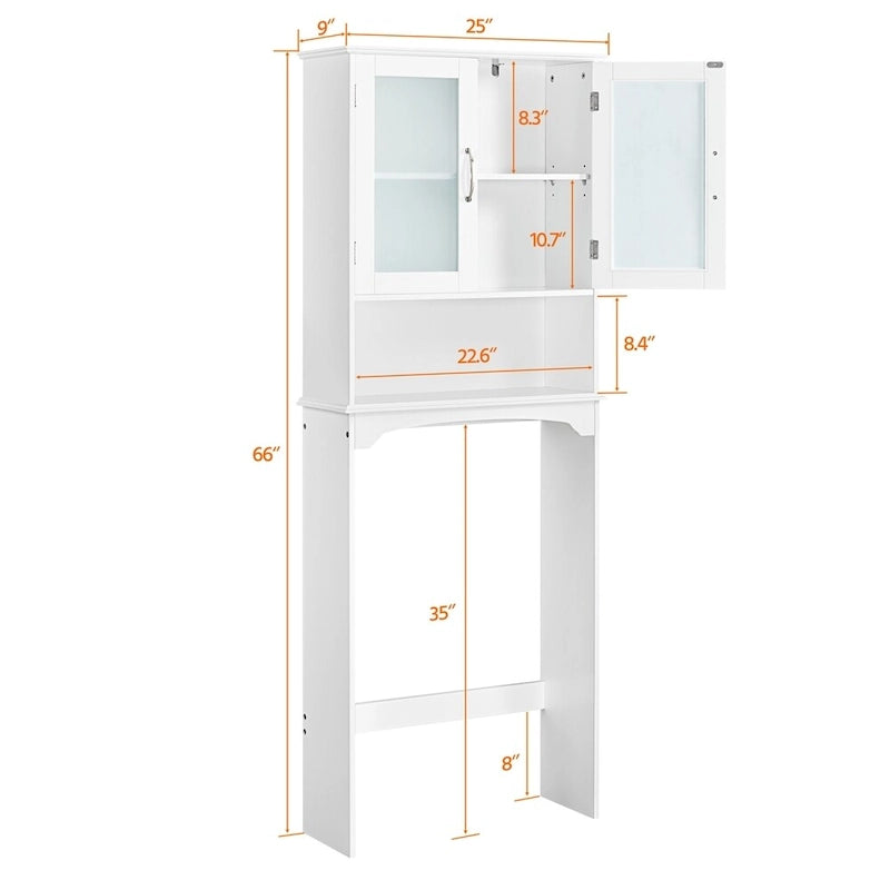 Badezimmerorganizer für über die Toilette, 2 Türen, 1 offenes Regal