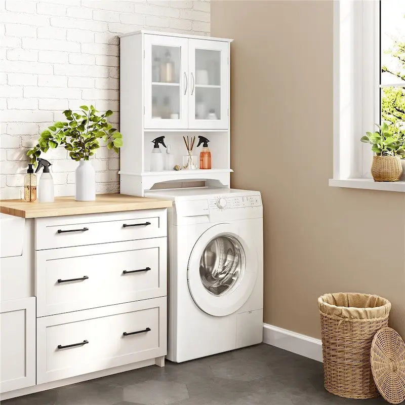 Badezimmerorganizer für über die Toilette, 2 Türen, 1 offenes Regal