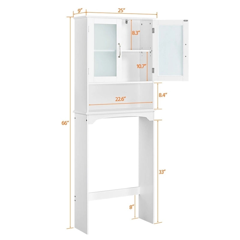 Badezimmerorganizer für über die Toilette, 2 Türen, 1 offenes Regal
