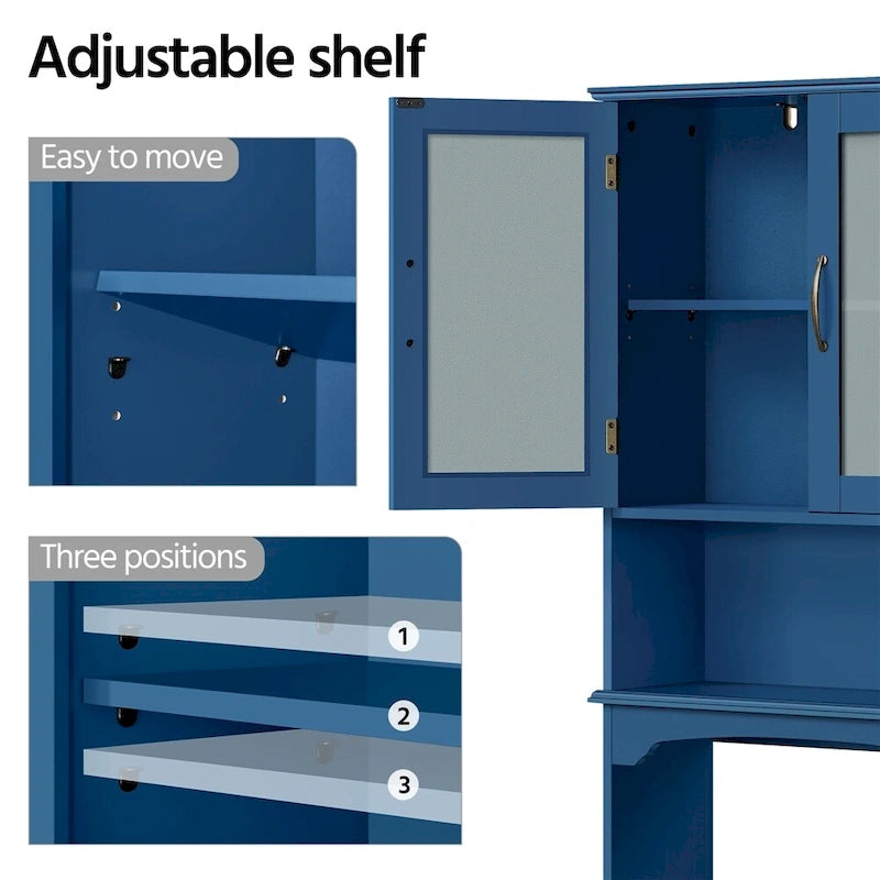 Badezimmerorganizer für über die Toilette, 2 Türen, 1 offenes Regal